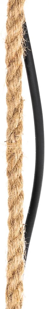 Рустикално висящо външно осветление черно ратан 40x55 cm - Calamus