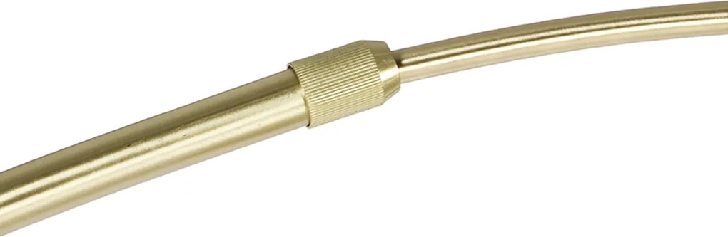 Подова лампа от месинг с бял и бежов раиран абажур 50 см - XXL