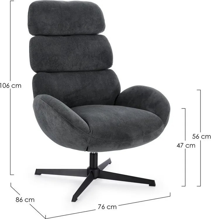 Черно въртящо се кресло Violante – Bizzotto