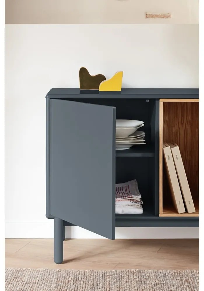 Тъмно сив нисък скрин с чекмеджета 137x76 cm Corvo - Teulat