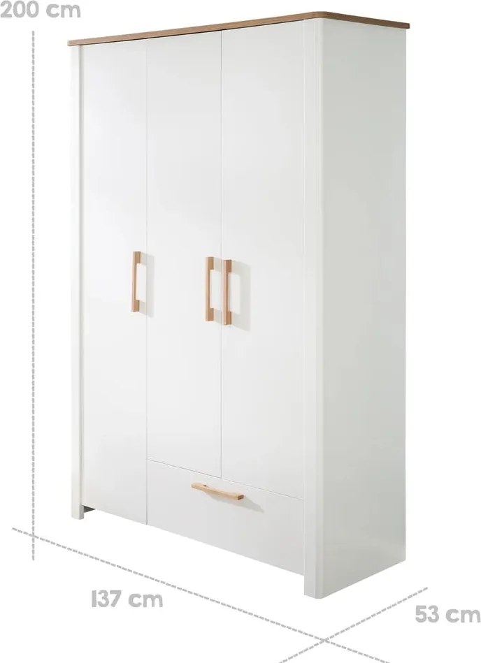 Бял детски гардероб 139x200 cm Ava - Roba