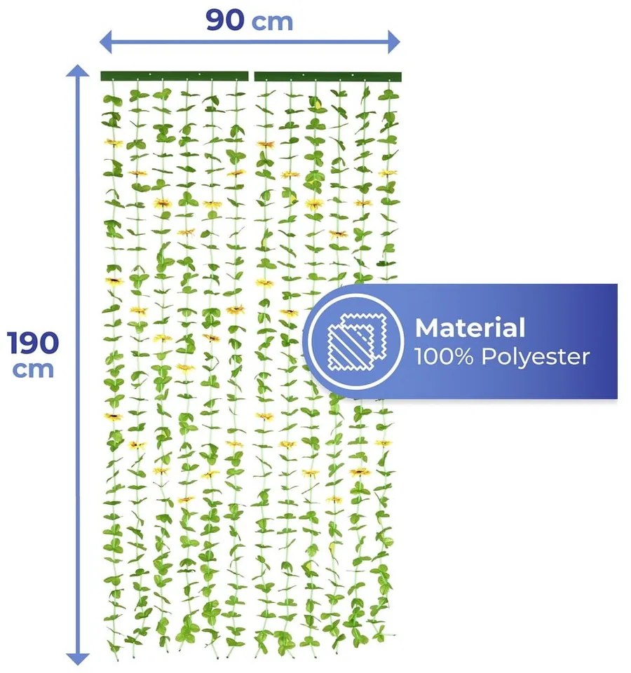 Жълто-зелено перде за врата 90x190 cm Sunflowers – Maximex