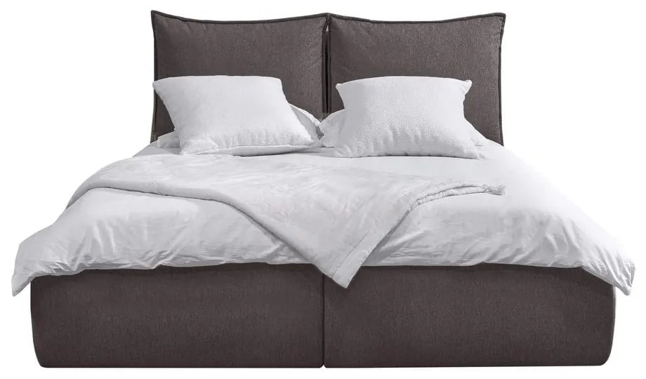 Тъмносиво двойно тапицирано легло с място за съхранение с включена подматрачна рамка 180x200 cm Garance – Bobochic Paris