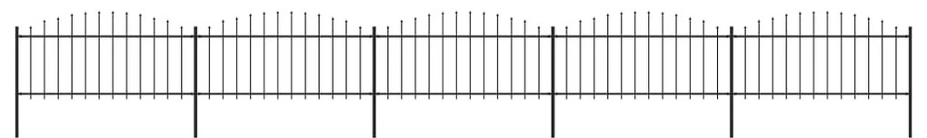 Sonata Градинска ограда с пики, стомана, (0,5-0,75)x8,5 м, черна