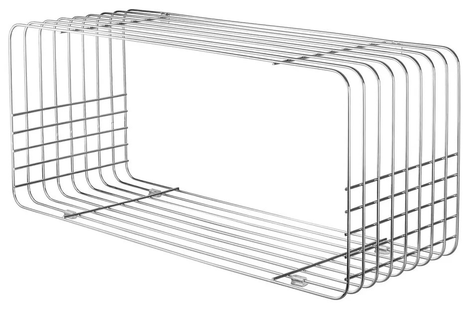 Метална стенна библиотека в блестящо сребрист цвят 70x30 cm Wire – Mette Ditmer Denmark