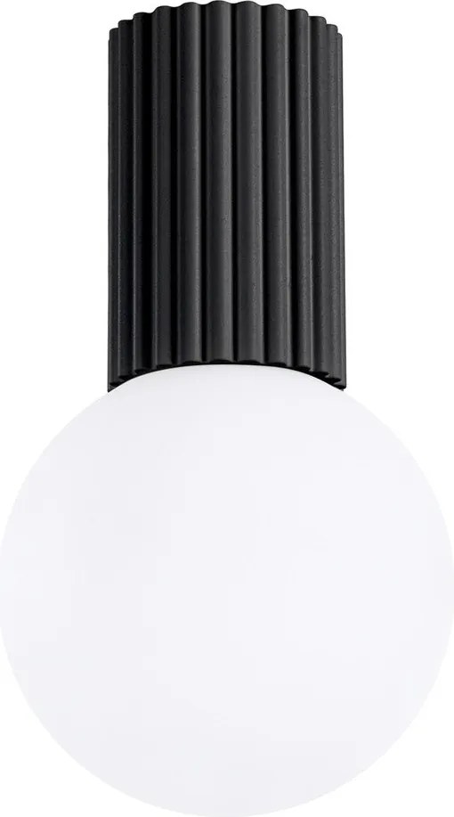 Черно осветително тяло за таван със стъклен абажур ø 12 cm Orbital – Sollux