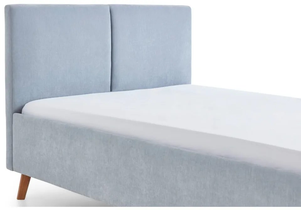 Светлосиньо двойно легло 140x200 cm тапицирано с включена подматрачна рамка Piano – Meise Möbel
