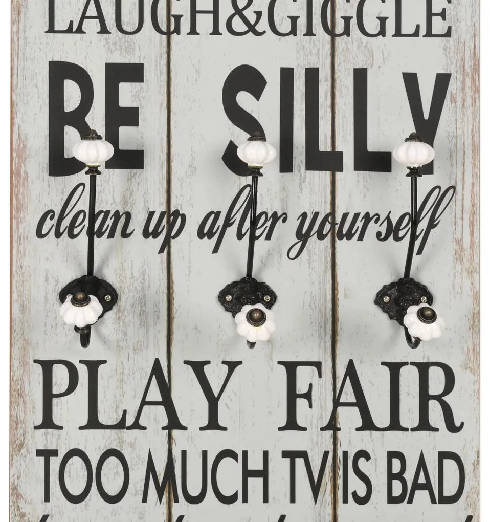 Закачалка за дрехи с 6 куки, 120х40 см, "THANK YOU"