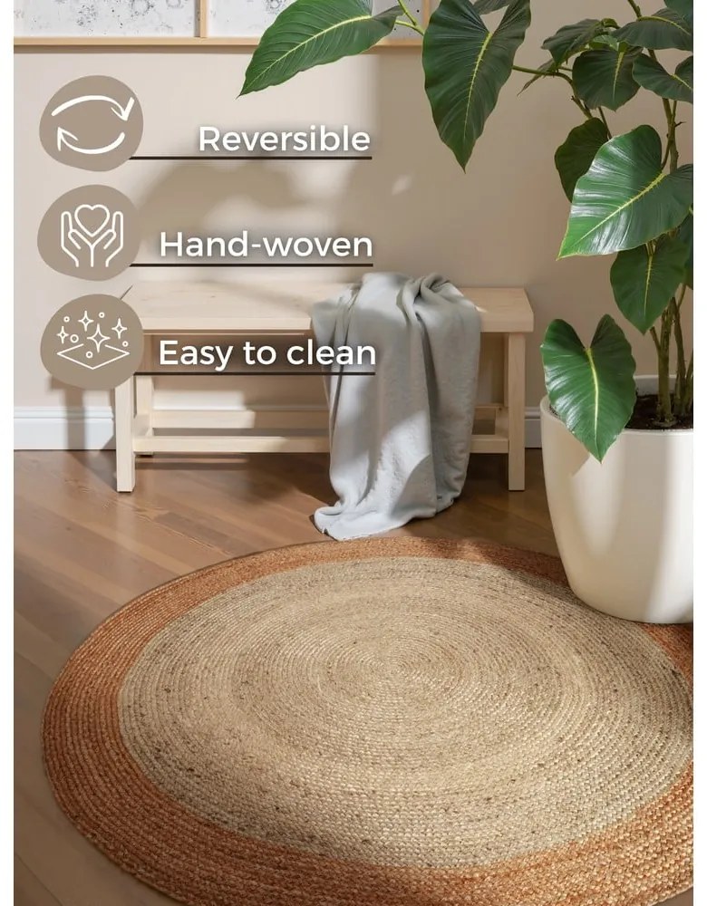 Двустранен ръчно изработен ютен кръгъл килим в цвят слонова кост ø 240 cm Jutta Ivory – Hanse Home