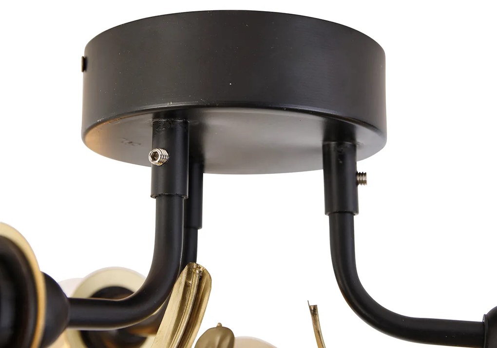 Ориенталски таванен аплик месинг с черен 3-светлина - Louka