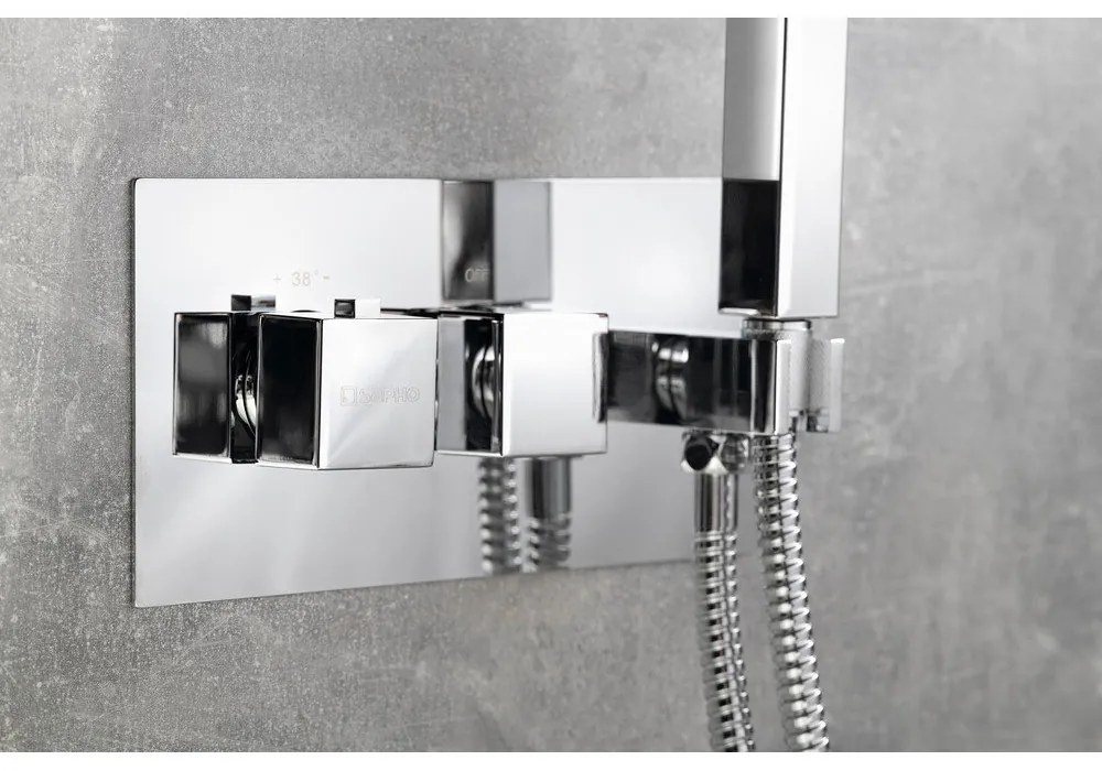 Вградена душ батерия в лъскаво-сребрист цвят (2 изхода) Latus – Sapho