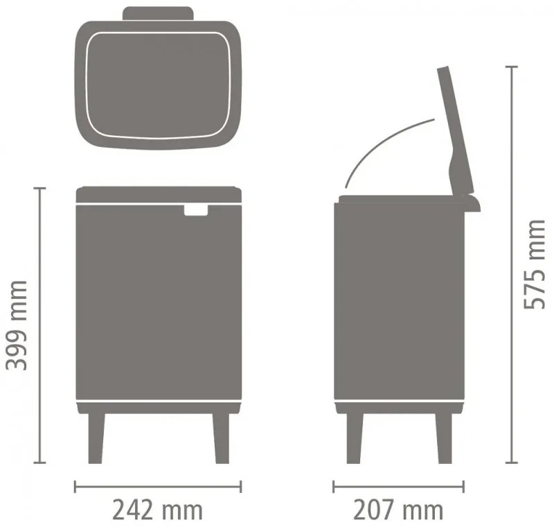 Кош за боклук Brabantia Bo Small Hi 1006645, 7 л, Повдигнат, Плавно и безшумно отваряне, Противоплъзгаща основа, Черен