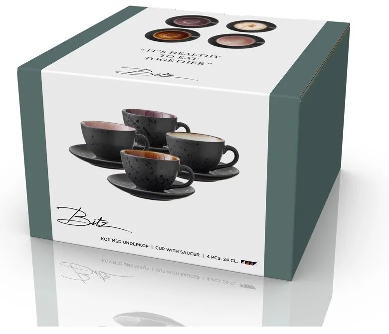 Черни глинени чаши в комплект 4 бр. 240 ml Black/Mix – Bitz