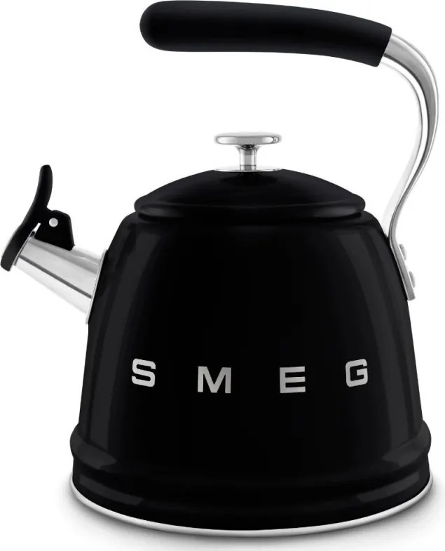 Свирещ чайник Smeg CKLW2001BL, 2.3 л, Индукция, Ненагряваща се дръжка, Стомана, Черен