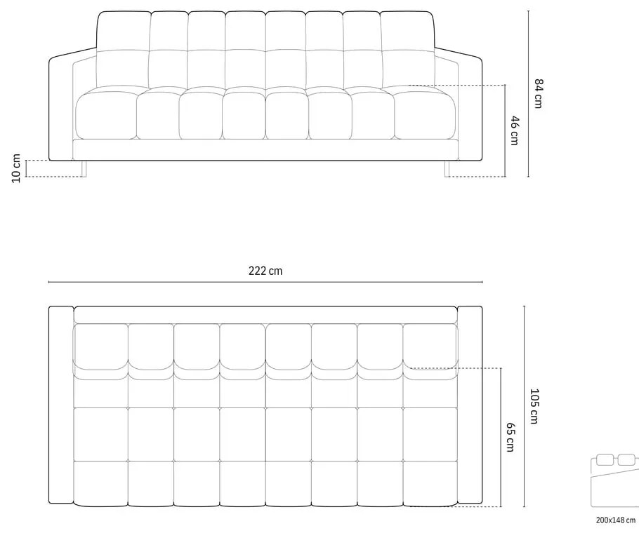 Тъмносив кадифен разтегателен диван с място за съхранение 222 cm Bali – Cosmopolitan Design