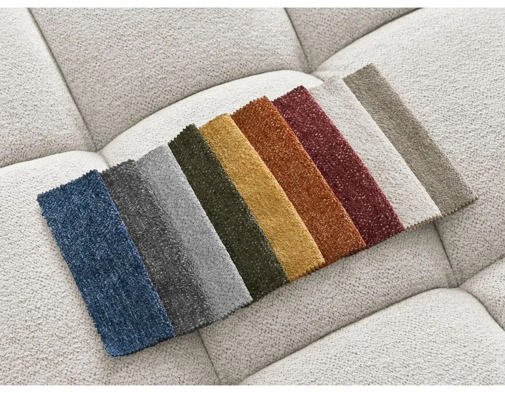 Бял шенилов сгъваем/с място за съхранение ъглов диван (ляв ъгъл/U форма) Everest – Bobochic Paris