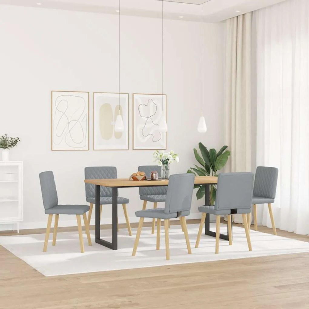 3315491 vidaXL Трапезни столове, 6 бр, светлосиви, плат