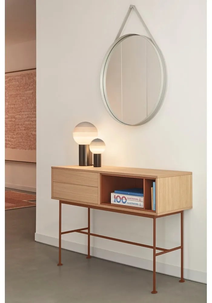 Конзолна маса в тухленочервено с дъбов фурнир Yoko - Teulat