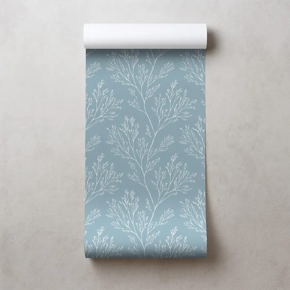 Фототапет – Бели клонки на син фон