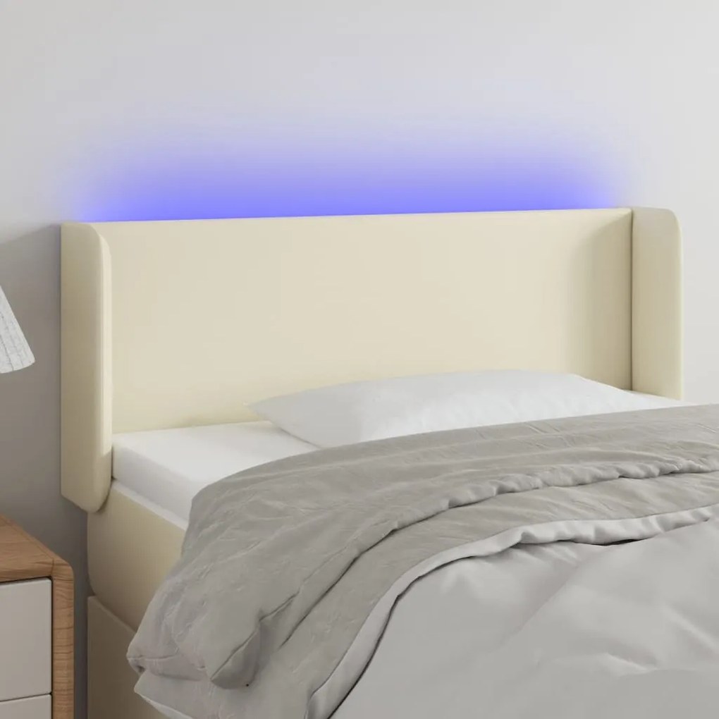 3123030 vidaXL LED горна табла за легло, кремава, 83x16x78/88 см