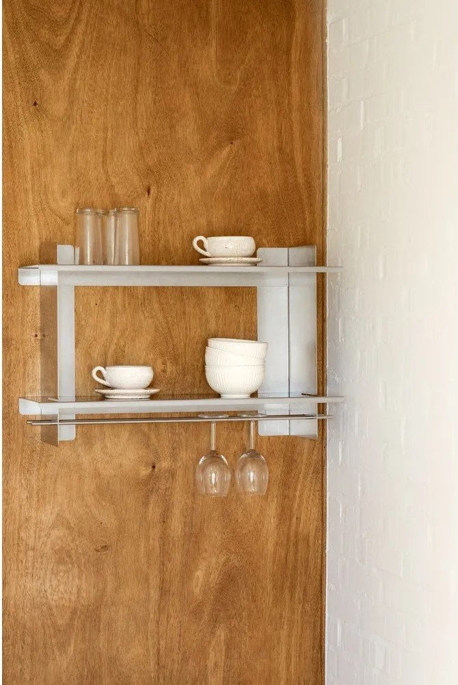 На няколко нива метален стенен рафт в сребрист цвят 70 cm Tivo – noo.ma