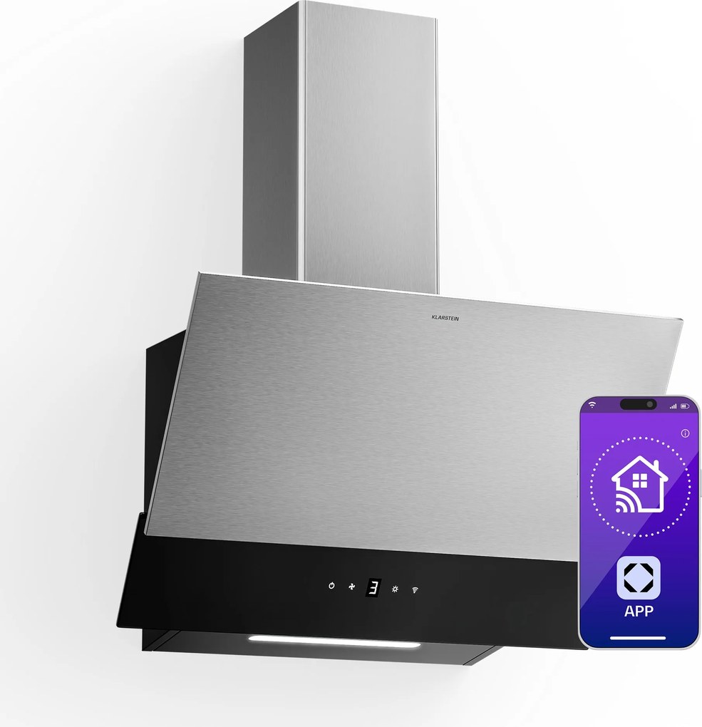 Klarstein Verosteel абсорбатор, Елегантен, минималистичен, мощен, Енергиен клас A, 624 м³/ч, 60 см