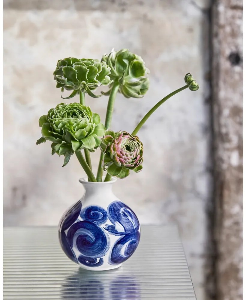 Синя ръчно рисувана каменна ваза Tulle - Kähler Design
