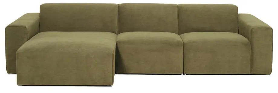 Ъглов диван от зелен велур (ляв ъгъл) Sting - Scandic