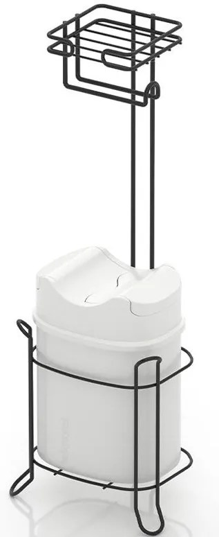 Стояща поставка за тоалетна хартия TEKNO TEL MG-098WB , с кошче , черно-бяло