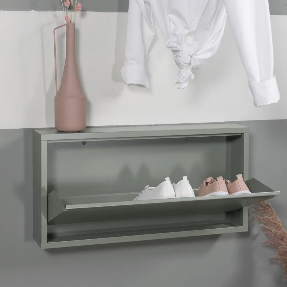 Сиво-зелена метална накланяща се стойка за обувки 75x37,5x12,5 cm Billy – Spinder Design