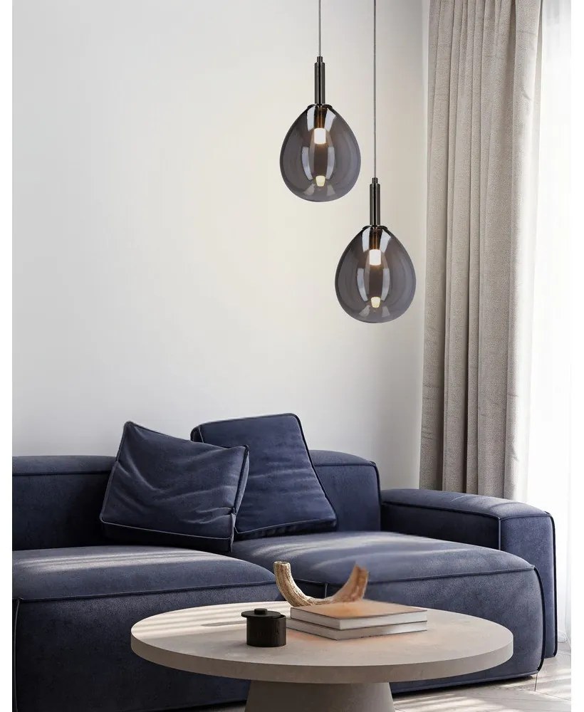 Сиво LED висящо осветително тяло със стъклен абажур Lukka – Candellux Lighting