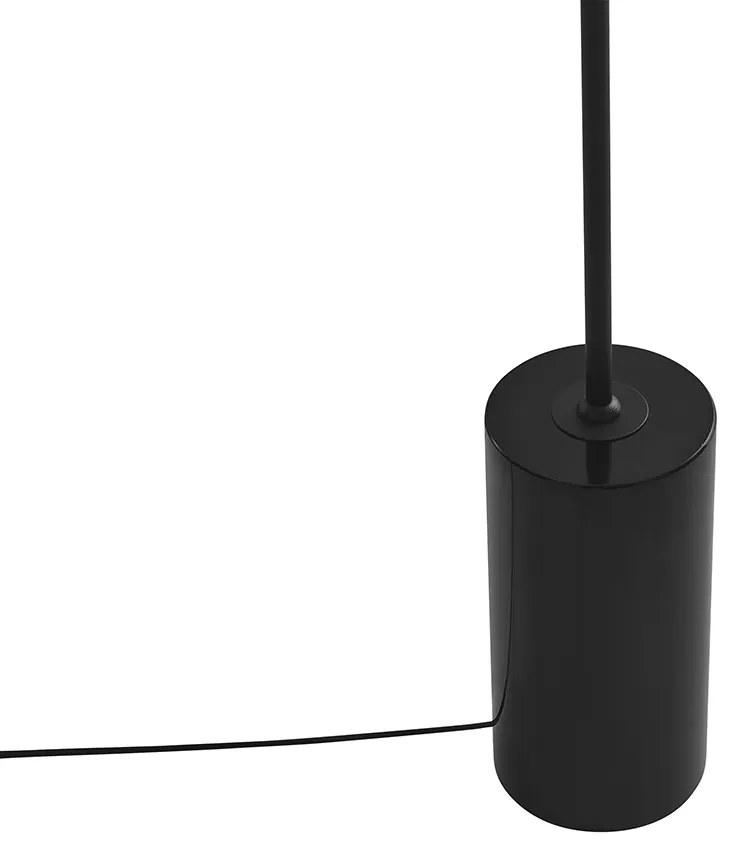 Подова лампа в стил Арт Деко черна с опушено стъкло - Rid