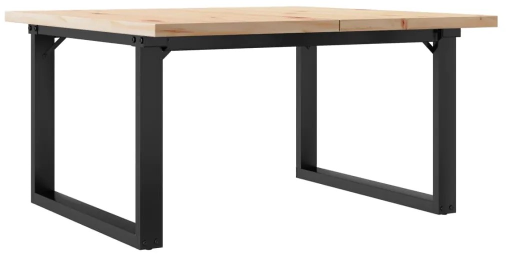 3282729 vidaXL Кафе маса О-образна рамка 80x80x45,5 см бор масив и стомана