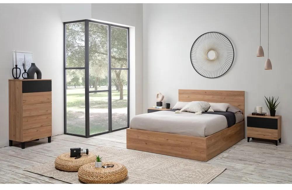 Двойно легло с пространство за съхранение и решетка 160x200 cm в естествен цвят Kronos - Marckeric
