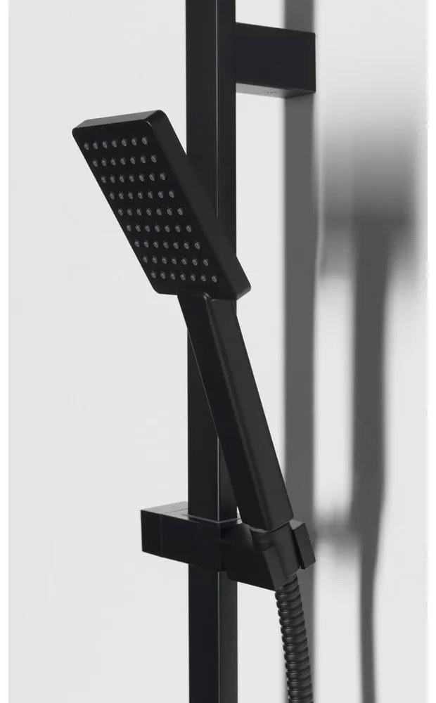 Матово-черен душ комплект от неръждаема стомана с ръчен душ и подвижен държач 70 cm – Sapho