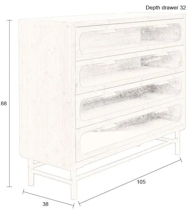 Бамбуков скрин в естествен цвят 105x88x38 cm Caroun – Dutchbone