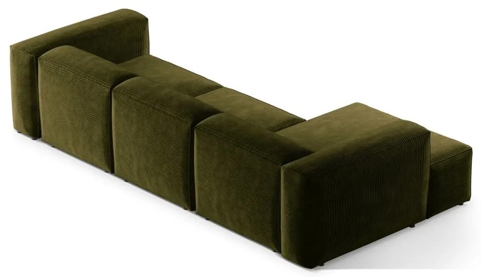 Зелен ъглов диван от рипсено кадифе (ляв ъгъл) Bergano – Cosmopolitan Design