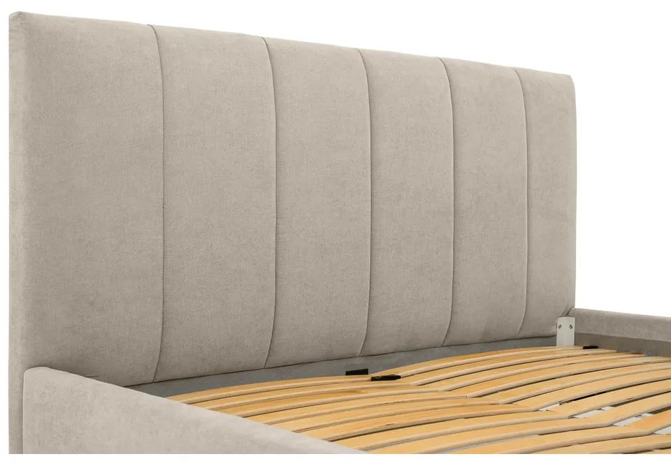 Бежово тапицирано двойно легло с включена подматрачна рамка 180x200 cm Zee – Scandic