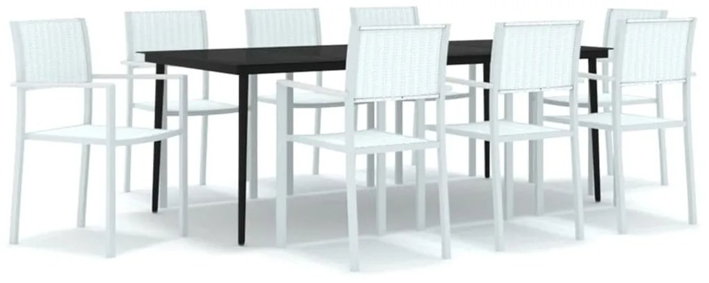 3099274 vidaXL Градински трапезен комплект, 9 части, бял