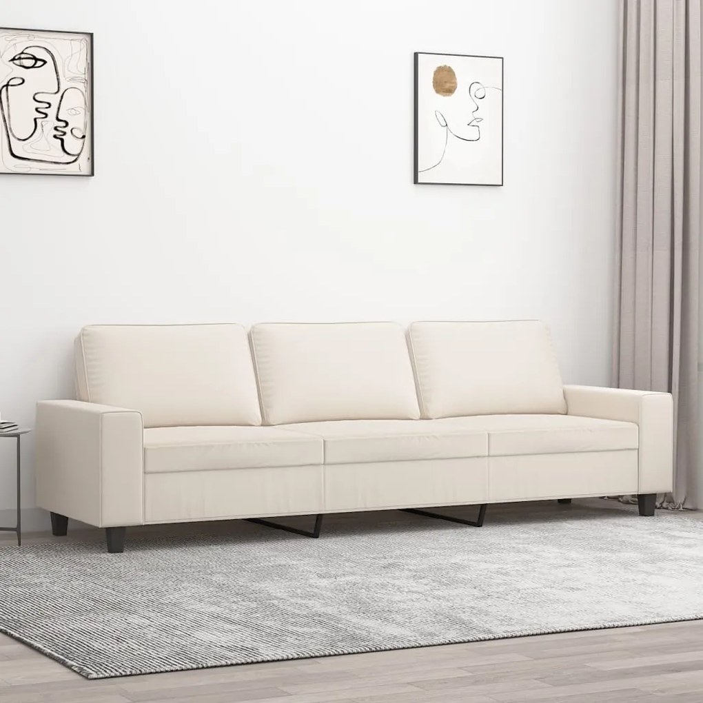 348998 vidaXL 3-местен диван, бежово, 210 см, микрофибърен плат