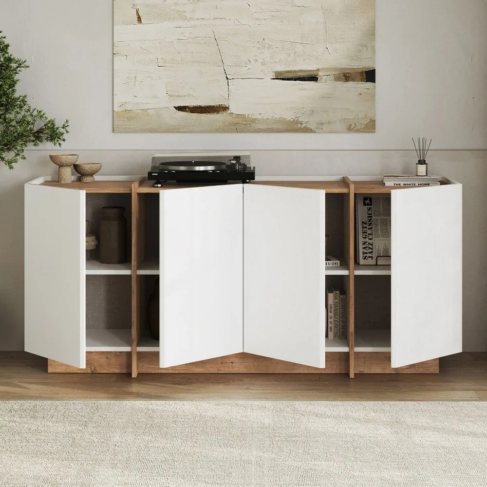 Бял скрин от декор от бор с отвор за кабели 180x80x45 cm Dorma – Kalune Design