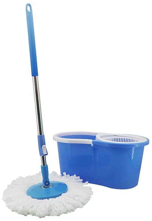 Въртящ се моп SAPIR SP 1120 BM1, 2 микрофибърни глави, Центрофуга, Стоманена дръжка, Син
