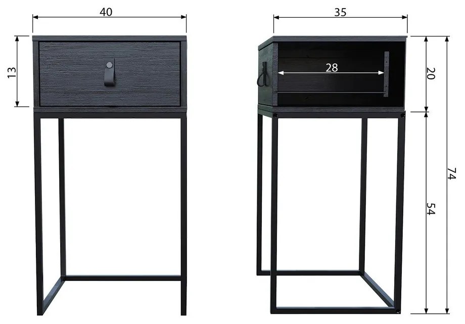 Черно нощно шкафче с чекмедже Zola - WOOOD