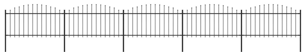Sonata Градинска ограда с пики, стомана, (1,25-1,5)x8,5 м, черна