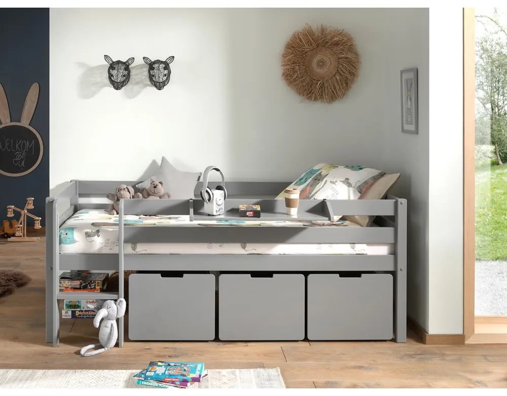 Сиви чекмеджета за под детско легло 3 бр Pino - Vipack