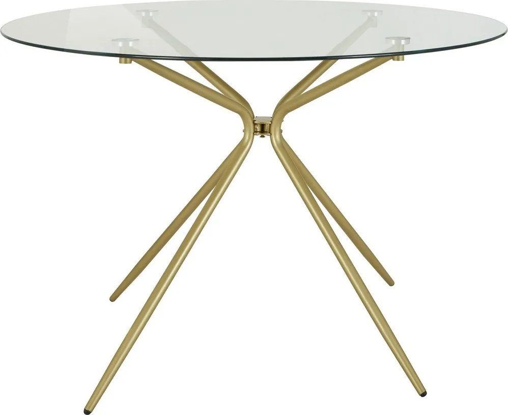 Кръгла трапезна маса със стъклен плот златна ø 110 cm Silvie – Støraa