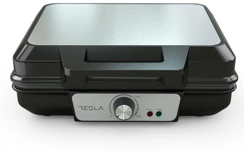 Гофретник Tesla WM200BX, 1000W, За 2 гофрети, Незалепващи плочи, 140 - 220C, Сребрист/Черен