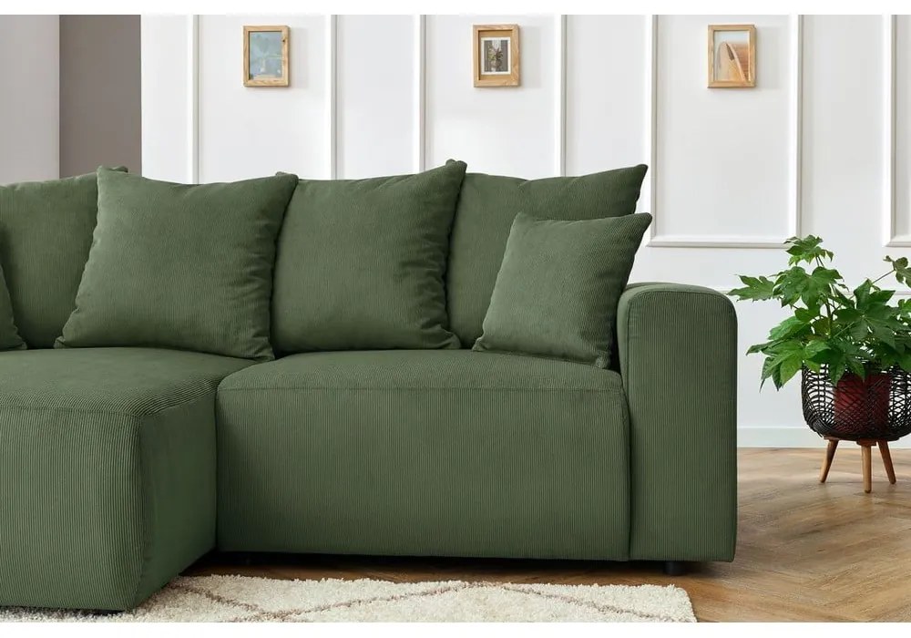 Зелен кадифен ъглов диван Enjoy – Bobochic Paris