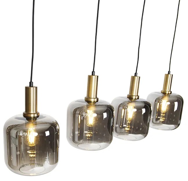 Интелигентен висящ аплик черен с опушено стъкло 4-светлина с Wifi A60 - Zuzanna