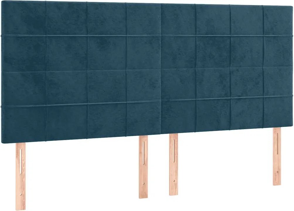 3116402 vidaXL Табла за легло, тъмносиня, 200x5x118/128 см, кадифе